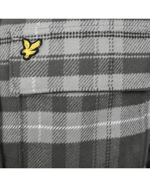 Lyle & Scott Gray Brushed Tartan Overshirt for men