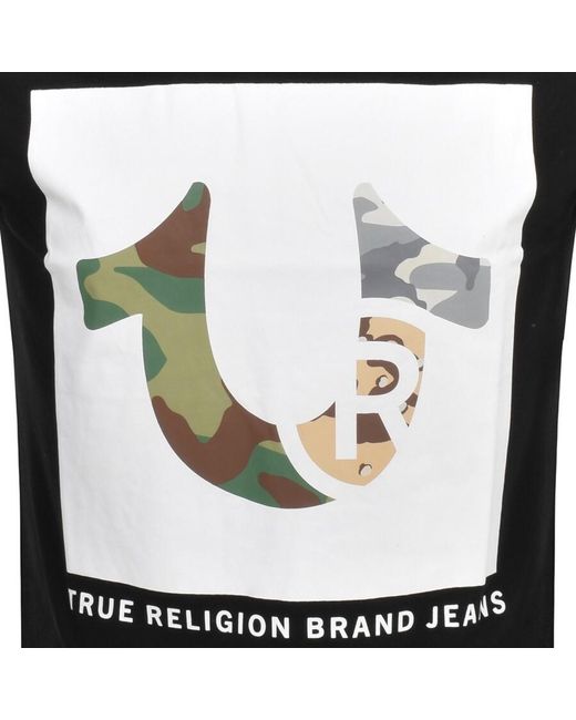 True Religion Black Multi Camouflage T Shirt for men