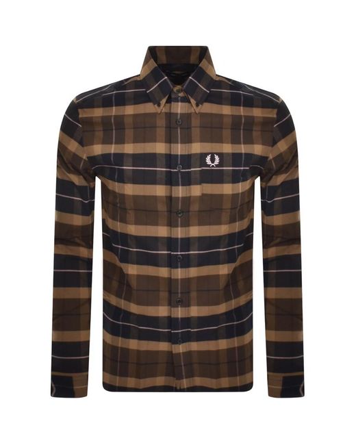 Fred Perry Black Long Sleeved Tartan Shirt for men