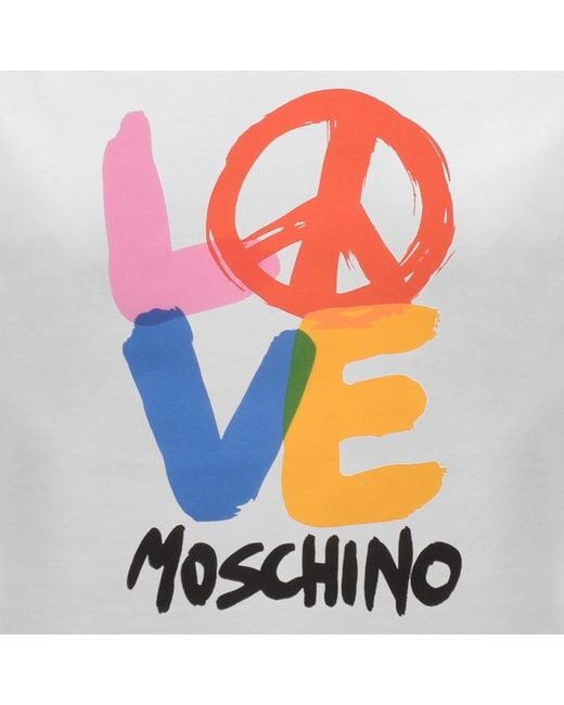 Moschino Gray Graphic T Shirt for men