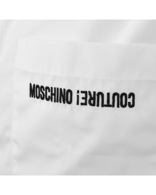 Moschino White Short Sleeve Poplin Shirt for men
