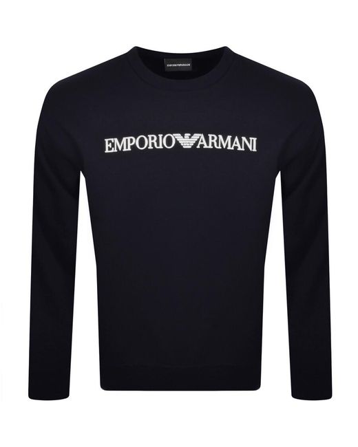 Armani Blue Emporio Crew Neck Logo Sweatshirt for men