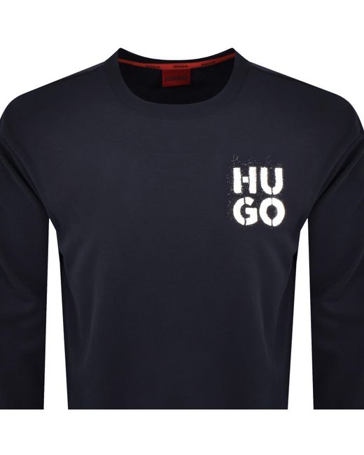 HUGO Blue Spray Logo Sweatshirt for men