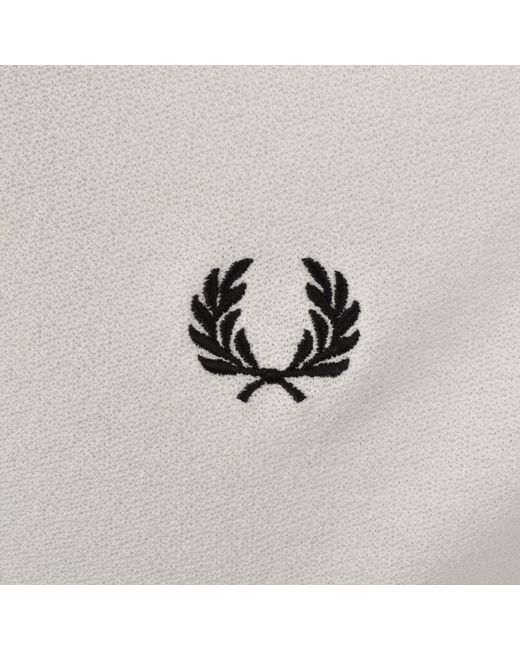 Fred Perry Gray Zip Neck Crepe Polo for men