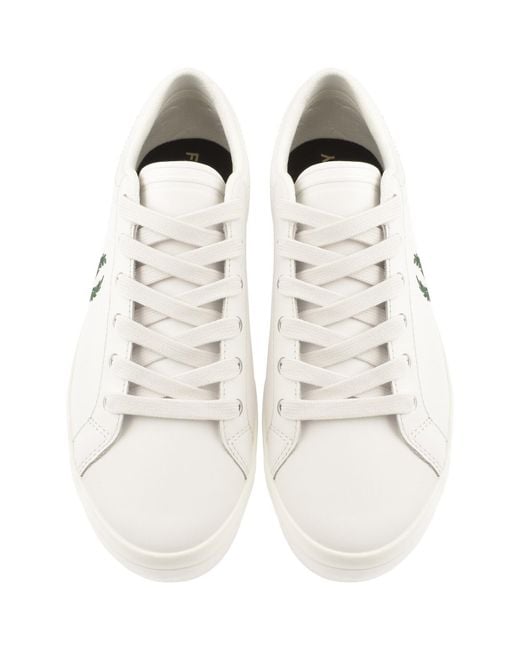 Fred Perry White Baseline Leather Trainers for men