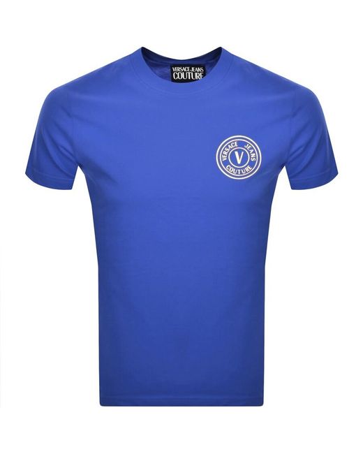 Versace Blue Couture Slim Fit Logo T Shirt for men