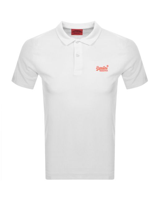 Superdry White Essential Logo Neon Polo T Shirt for men