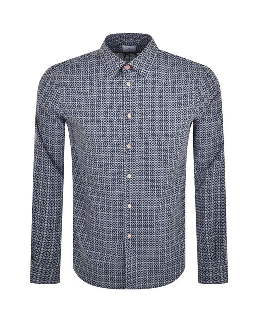 Paul Smith Blue Long Sleeve Patterned Shirt for men