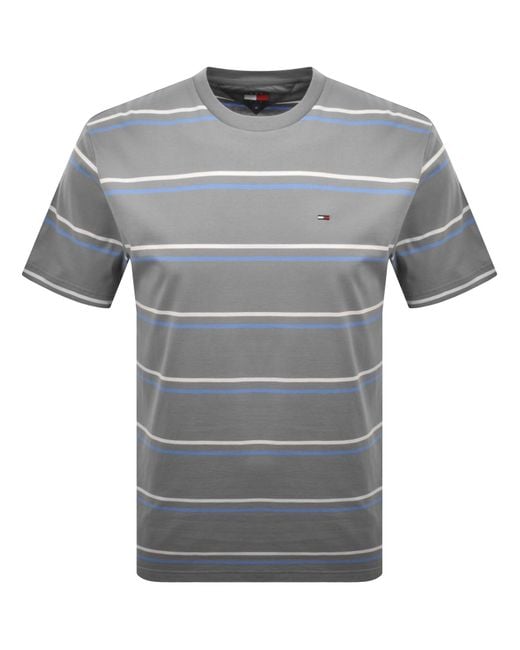 Tommy Hilfiger Gray Relaxed Fit Stripe T Shirt for men