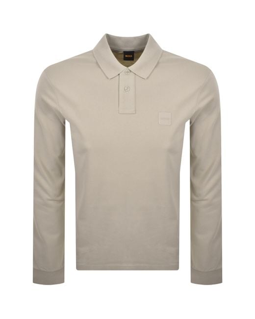 Boss Gray Boss Long Sleeve Passerby Polo T Shirt for men