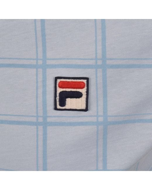 Fila Blue Fila Ignazio Tonal Check Polo T Shirt for men