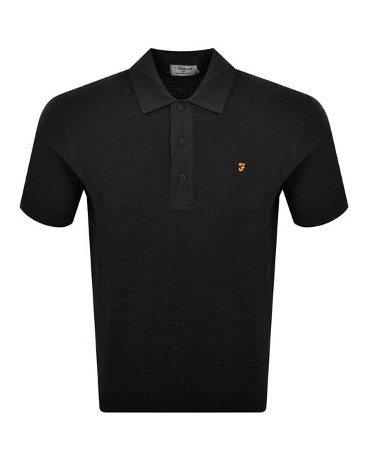 Farah Black Farah Thornley Knitted Polo Shirt for men
