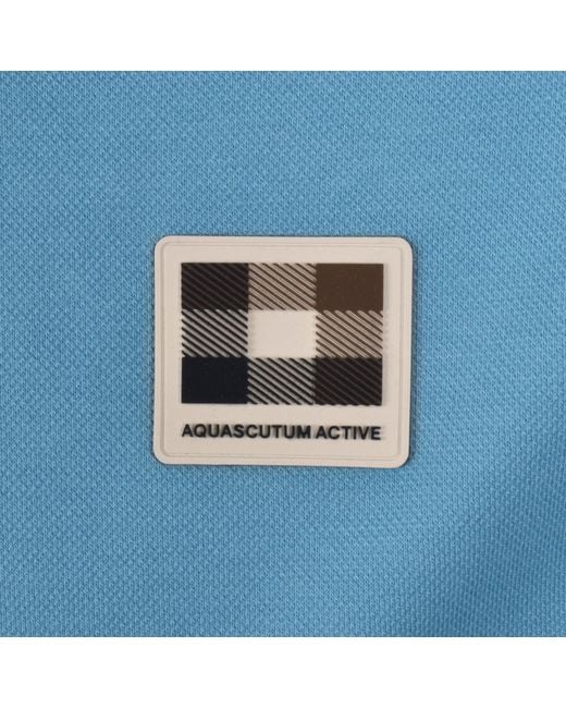 Aquascutum Blue Pique Badge Polo T Shirt for men