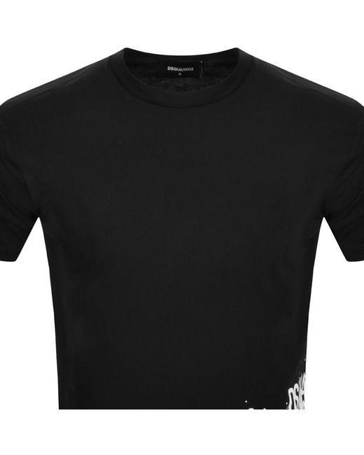DSquared² Black Icon Splash Logo Text-print Cotton-jersey T-shirt for men
