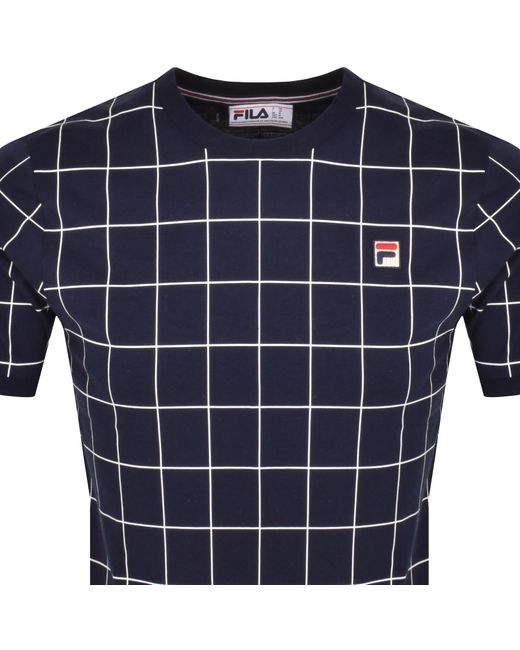 Fila Blue Benton Check Ringer T Shirt for men