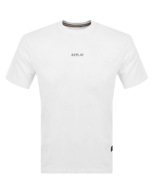 Replay White Logo T Shirt for men
