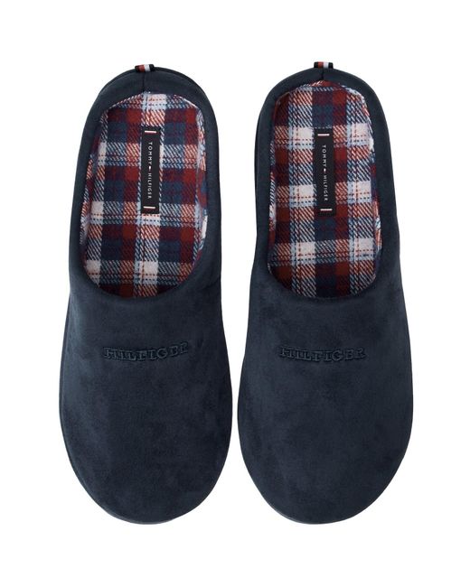 Tommy Hilfiger Blue Check Lined Slippers for men