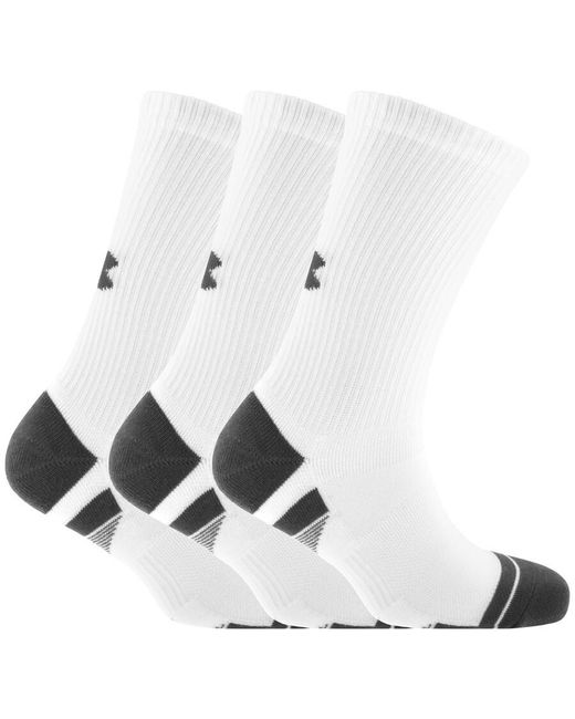 Under Armour White 3 Pack Tech Crew Socks for men