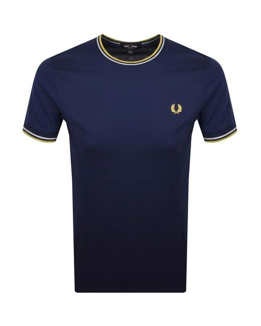 Fred Perry Blue Twin Tipped T Shirt French for men