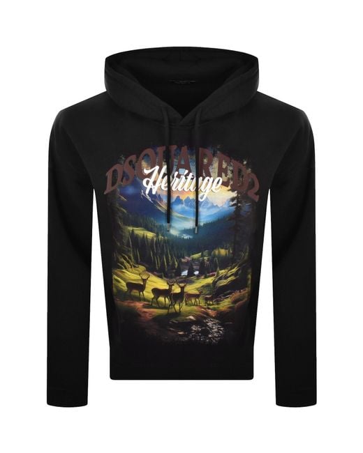 DSquared² Black Relax Fit Graphic Hoodie for men