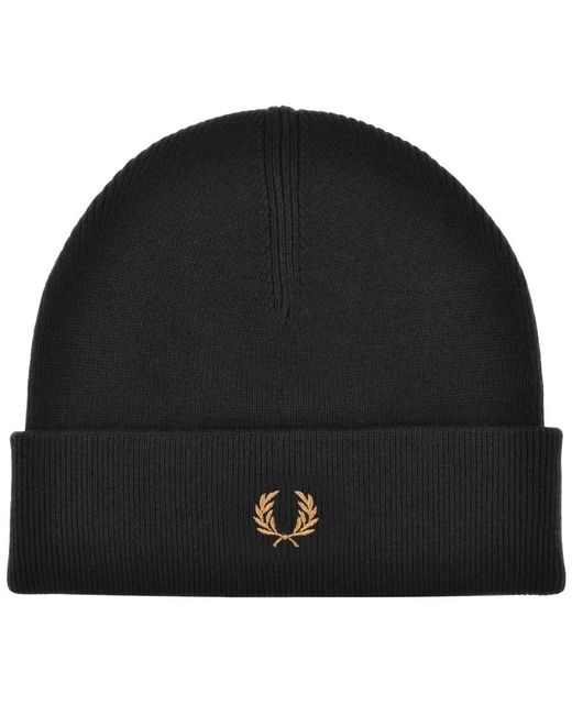 Fred Perry Black Beanie Hat for men