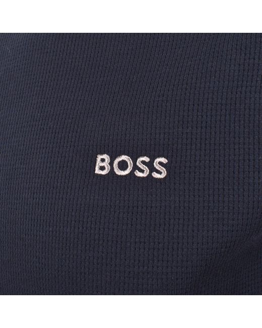 BOSS BUSINESS Blue Boss Waffle T Shirt for men