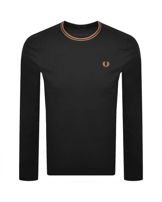 Fred Perry Black Twin Tipped Long Sleeved T Shirt for men