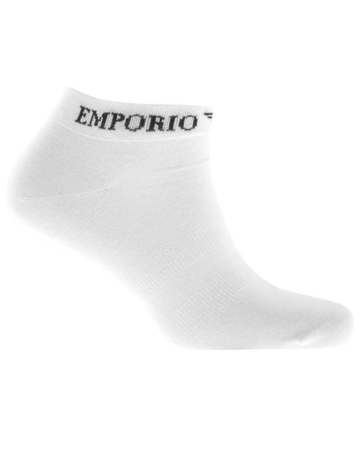 Armani White Emporio 3 Pack Trainer Socks for men