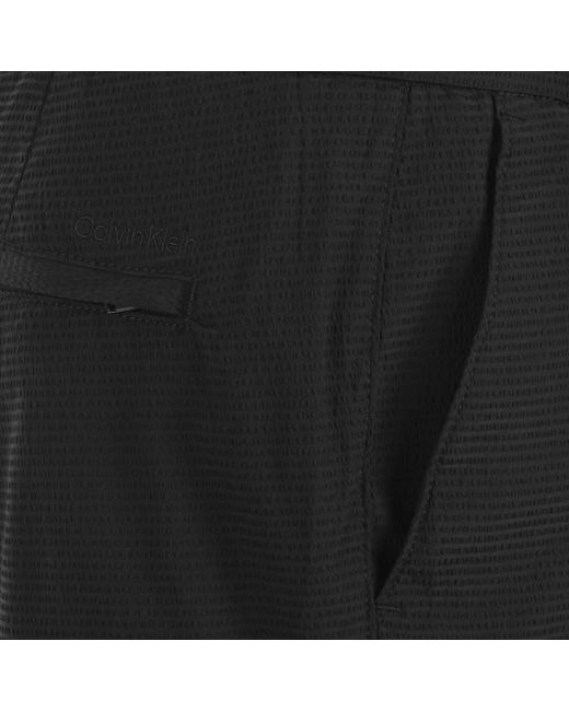 Calvin Klein Black Straight Fit Seersucker Shorts for men