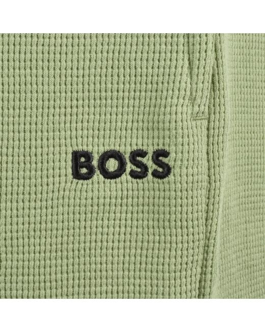 BOSS BUSINESS Green Boss Waffle Shorts for men