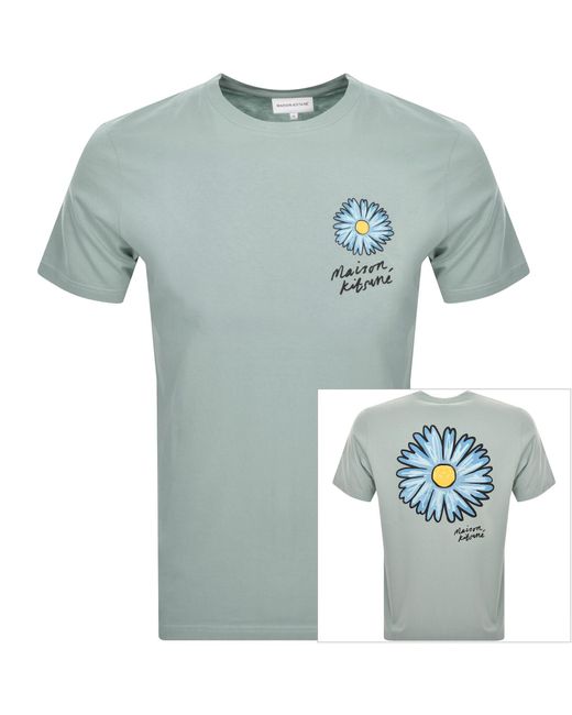 Maison Kitsuné Blue Floating Flower T Shirt for men