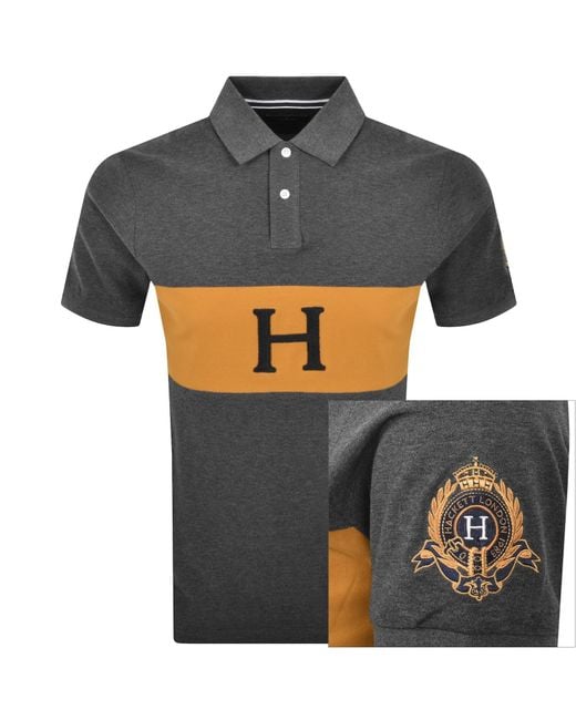 Hackett Gray Crest Panel Polo T Shirt for men