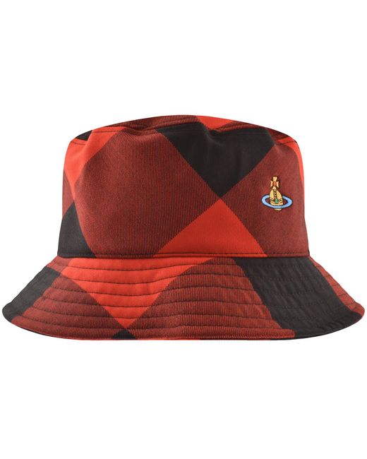 Vivienne Westwood Red Check Bucket Hat for men
