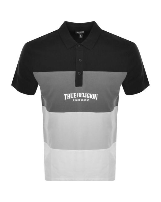 True Religion Black Panel Polo T Shirt for men