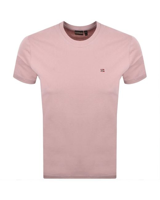 Napapijri Pink Salis Sum Logo T Shirt for men