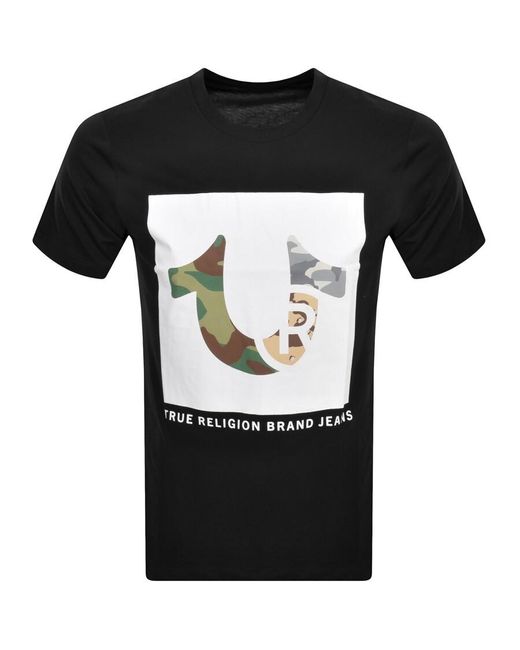 True Religion Black Multi Camouflage T Shirt for men