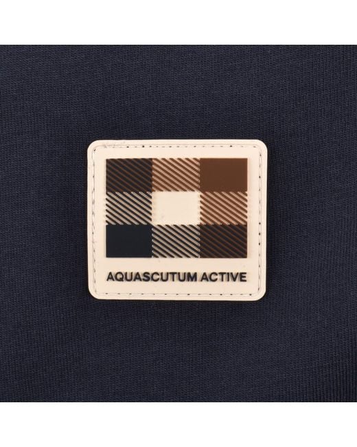 Aquascutum Blue Club Check Piping T Shirt for men