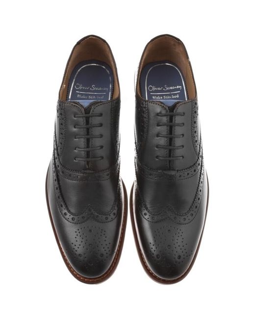 Oliver Sweeney Black Ledwell Brogue Shoes for men