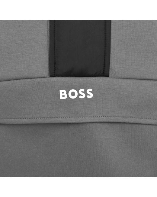 Boss Gray Boss Sannon Half Zip Hoodie for men