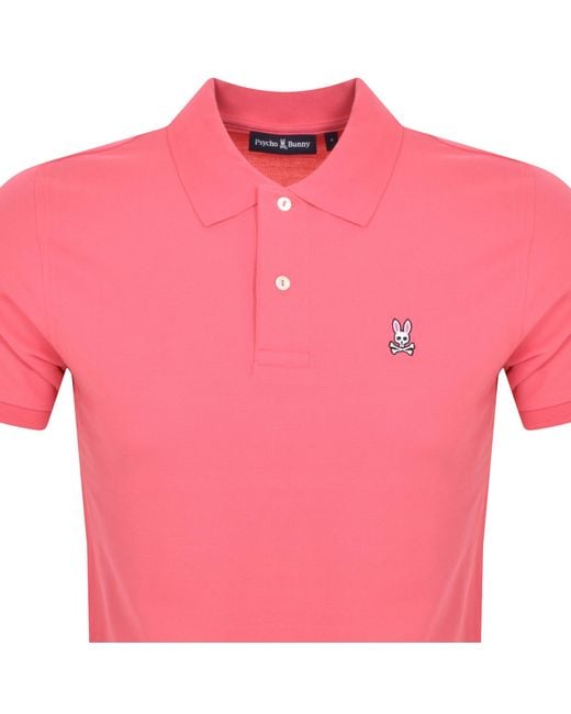 Psycho Bunny Pink Classic Polo T Shirt for men