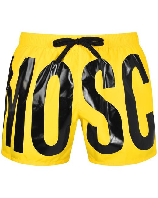 Moschino Yellow Logo Swim Shorts for men