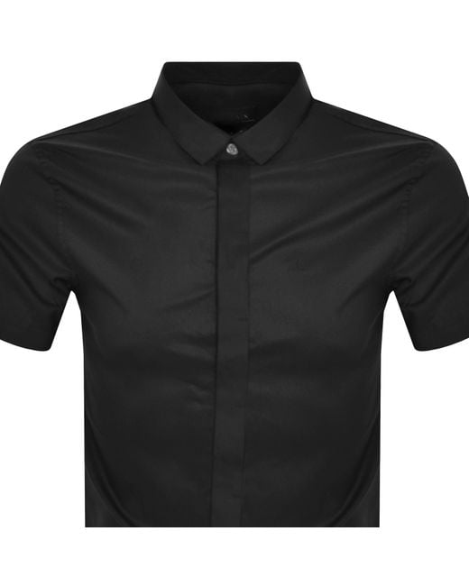 ARMANI EXCHANGE Black Slim Fit Short Sleeved Shirt for men