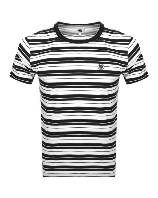 Pretty Green Black Capella Stripe Logo T Shirt for men