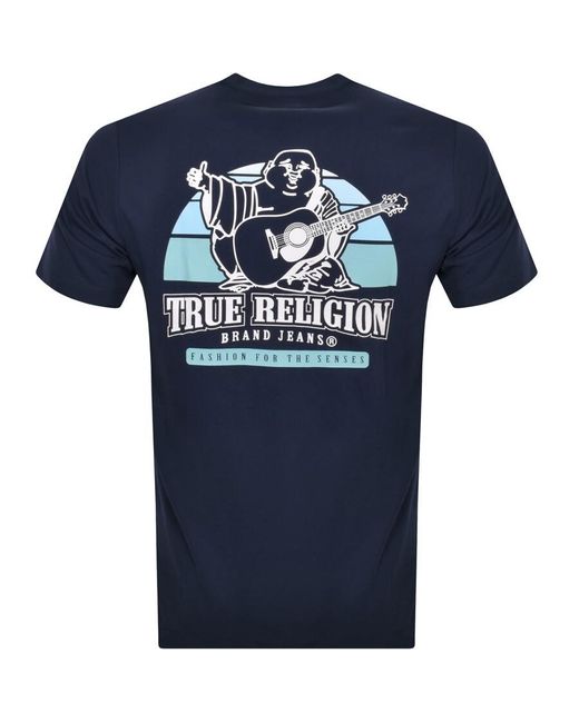True Religion Blue Buddha Logo T Shirt for men