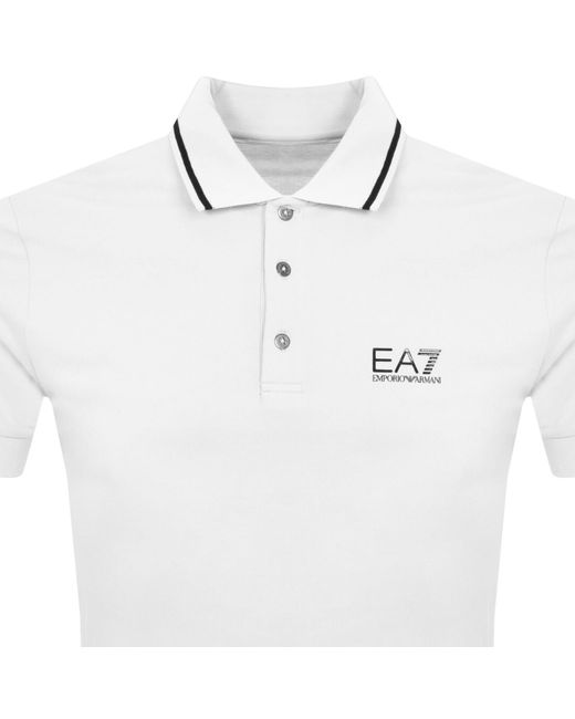 EA7 White Emporio Armani Tipped Polo T Shirt for men