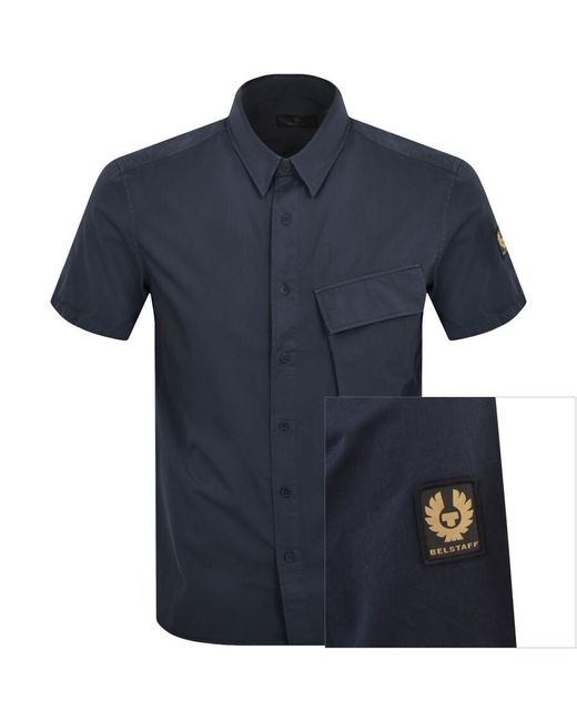 Belstaff Blue Scale Short Sleeved Shirt for men