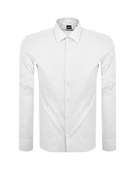 BOSS BUSINESS White Boss H Joe Kent Long Sleeved Shirt for men