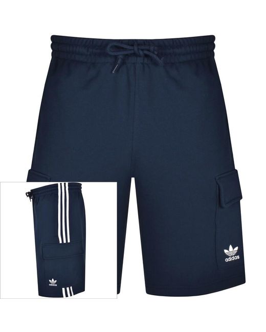 Adidas Originals Blue Adidas Three Stripe Cargo Shorts for men