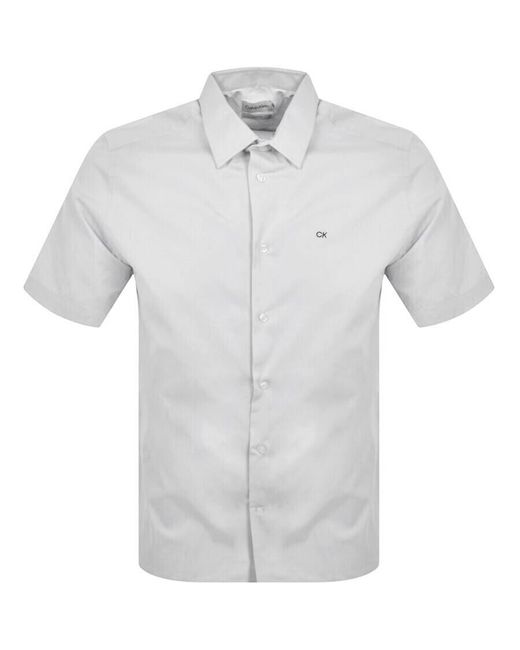 Calvin Klein Gray Short Sleeve Poplin Shirt for men