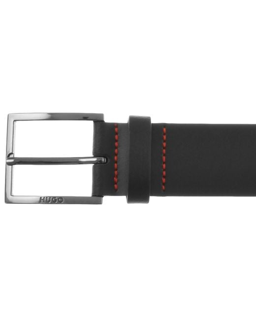 HUGO Black Geek Leather Belt for men